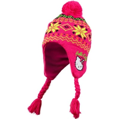 Čepice Hello Kitty s copánky růžová