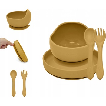 PETITE&MARS Set jedálenský silikónový TAKE&MATCH Intense Ochre 3 ks