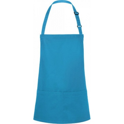 Karlowsky Krátká zástěra s kapsami na břiše nastavení délky na sponu modrá tyrkysová Pantone 639C KY123