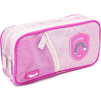 YOLO Ученически несесер YOLO - Pink Badges, с 2 ципа (121226-156-3)