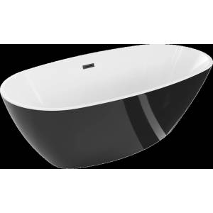 Mexen Eris свободностояща вана 180 x 80 см, бяла/черна, черен преливник (53441808075-70)