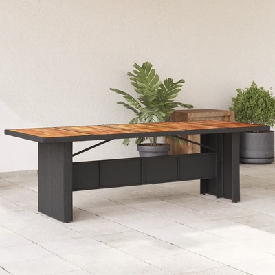 vidaXL Градинска маса с плот от акация, черно, 240x90x75 см, полиратан (365595)