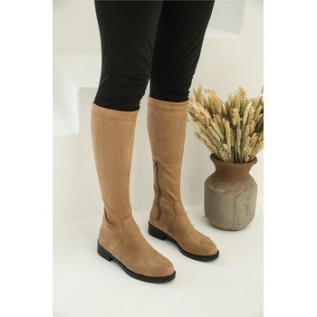 Moda Trend Дамски ботуши от велур - Визон #319937 (319937_Визон)