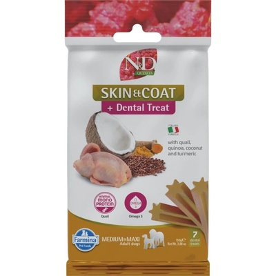 N&D QUINOA Dog Skin & Coat Dental Treat Quail Medium & Maxi 100 g