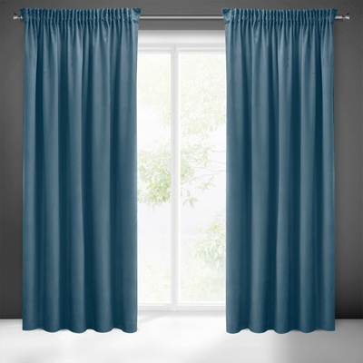 Eurofirany Záves 140x270 cm zamatový modrý na riasiacu pásku SIBEL Pierre Cardin