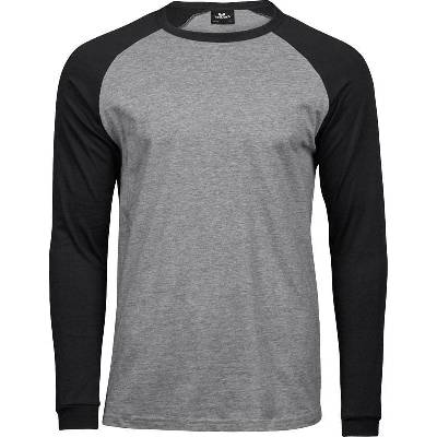 Tee Jays 5072 pánské baseballové tričko s dl. rukávem heather černá šedá