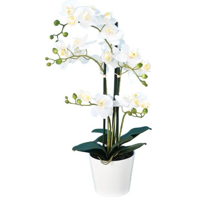 Umelá kvetina Orchidea biela v kvetináči, 70cm