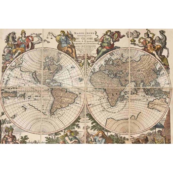 DIMEX ART s. r. o Флизелинов фототапет репродукция на стара карта 375 x 250 см