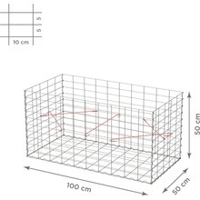 TopStone Gabiónový kôš: 100 x 50 x 50 cm - oko siete 10x5cm (kód CS 73143100)