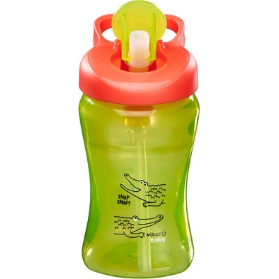 Vital Baby Неразливащо се шише със сламка 12м+ 340мл. зелено Vital Baby