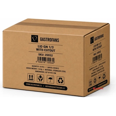 Gastrofans 6x veko pre GN 1/3, nerezové, s výrezom na naberačku