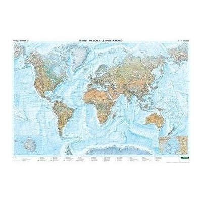 Svět geografický 1:35M s lištou, nástěnný - nástěnná mapa