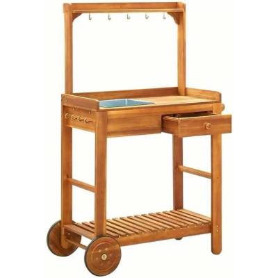 Servírovací stolek kolečka akáciové dřevo přírodní NoBi MORIS