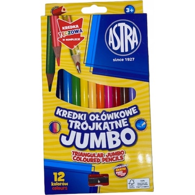 Astra Jumbo farbičky 12 farieb + strúhadlo vrátane dúhovej 312023911