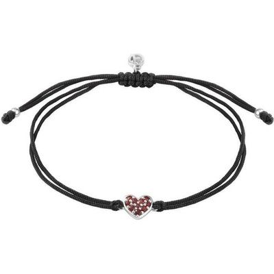 Český granát stříbrný náramek Shamballa s českým granátem srdíčko 160566