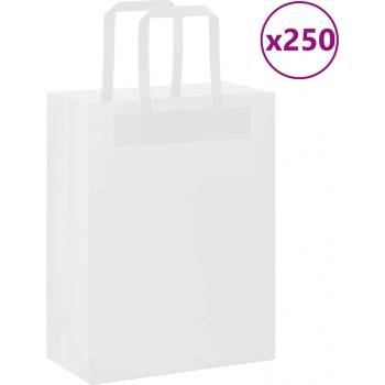 vidaXL Хартиени торбички 250 бр с дръжки бели 21x11x28 см (4101839)