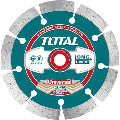 TOTAL TAC2111153 Kotouč diamantový řezný, segmenový, suché i mokré řezání, 115x22,2mm
