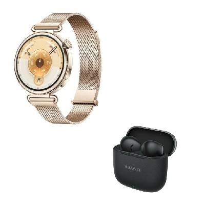 Смарт часовник Huawei Watch GT 6 Millanese в комплект със слушалки Huawei FreeBuds SE 3 Black, 41mm, 1.32" (3.35cm) AMOLED дисплей, Bluetooth, магнитометър, барометър, IP69 водоустойчивост, до 7 дни живот на батерията, над 100 спортни режима, златист