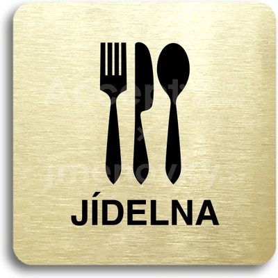 ACCEPT Piktogram jídelna - zlatá tabulka - černý tisk bez rámečku