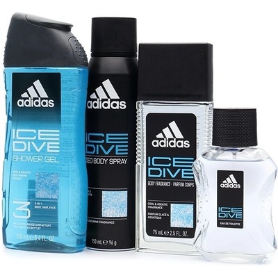 Adidas Ice Dive EDT 50 ml + deospray 150 ml + sprchový gel 250 ml dárková sada – Zboží Mobilmania