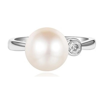 Silverino prsten se zirkony a perlou 7246