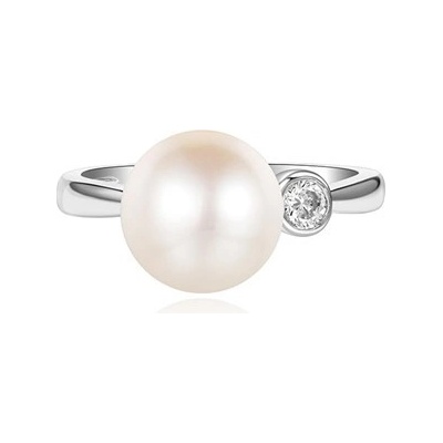 Silverino prsten se zirkony a perlou 7246