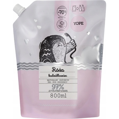 YOPE sprchový gel náplň růže a kadidlo 800 ml