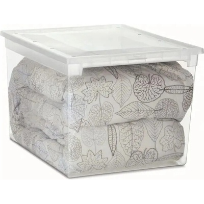 Usporadejto.cz Úložný box s vekom, transparentný, na posteľnú bielizeň 52 l 38 x 52 x 31 cm