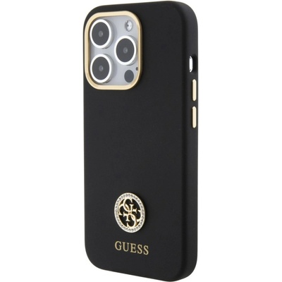 Guess Liquid Silicone 4G Strass Metal Logo pro iPhone 15 Pro Černý Lehký a odolný vyrobený z prémiového silikonu který se dokonale přizpůsobuje tvaru vašeho telefonu.