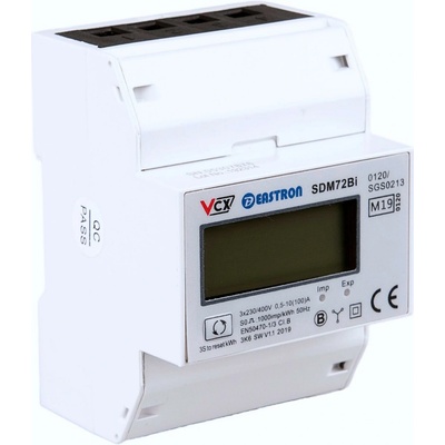 EASTRON Elektromer obojsmerný na DIN trojfázový digitálny VCX EASTRON SDM72 BI MID Reset 100A