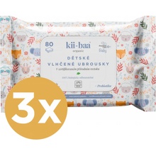 kii-baa organic Výhodné balení vlhčených ubrousků 3 x 80 ks