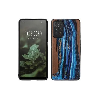 kwmobile Дървен калъф за Xiaomi Redmi Note 11 Pro / Note 11 Pro (5G) - син