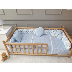 Babyhome Бебешки спален комплект за монтесори легло 90/190 см. Цвят Син