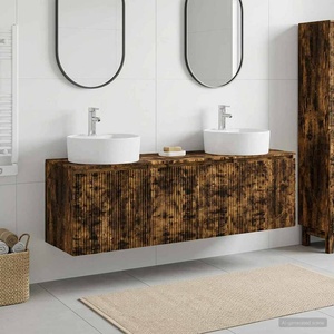 vidaXL Комплект шкафове за баня 3 бр. Опушен дъб 161, 5 x 44, 5 x 82 см (3405672)