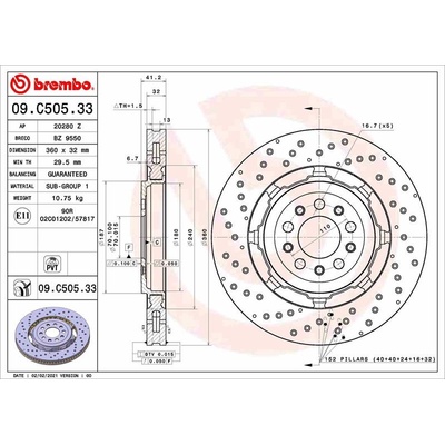 BREMBO Brzdový kotúč 09.C505.33