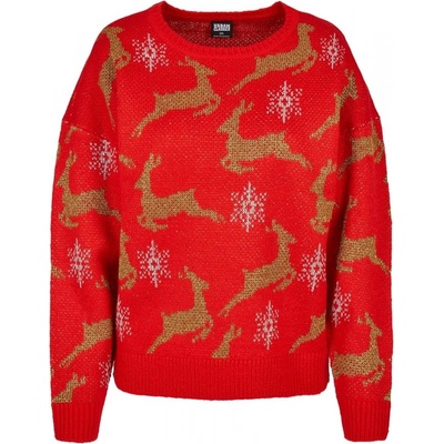 Ladies Oversized Christmas Sweater - red/gold