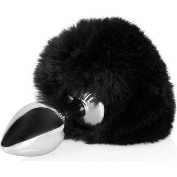 ostatní Зайчи опашка с метален анален плъг - черен