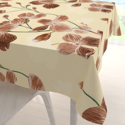 Biante bavlna čtvercový ubrus Sandra SA-536 Hnědé orchideje na vanilkově žlutém 100x100 cm