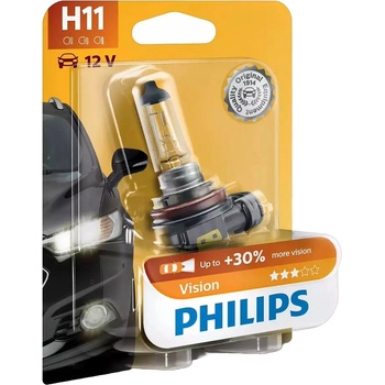 Philips Автомобилна крушка Philips - H11, Vision +30% more light, 12V, 55W, PGJ19-2 (36428630)