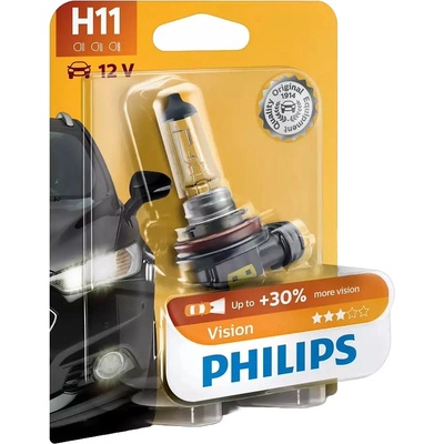 Philips Автомобилна крушка Philips - H11, Vision +30% more light, 12V, 55W, PGJ19-2 (36428630)