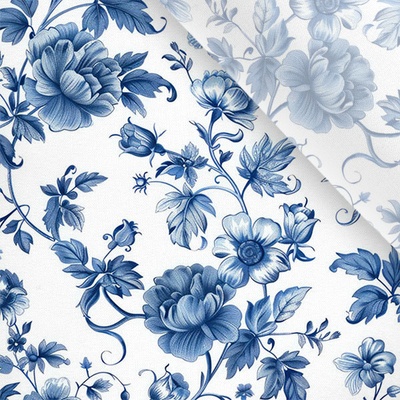 Takoy Umělé hedvábí / silky mírně elastické blue flowers