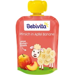 Bebivita Плодова закуска Ябълка, банан и праскова 90 гр. - 12+ месеца