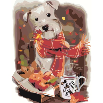 MALUJEŠ Malování podle čísel BÍLÝ KNÍRAČ A ŠÁLEK ČAJE Rozměr 30 x 40 cm Rámování vypnuté plátno na rám