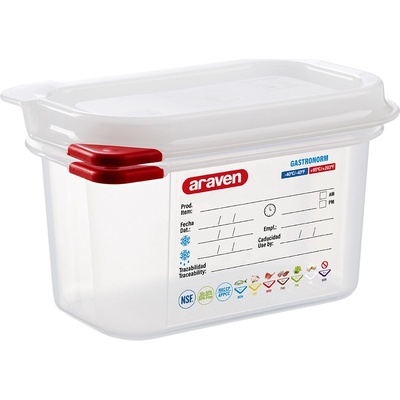ARAVEN Gastronádoba GN 1/9 100 mm z polypropylénu s vekom, HACCP | ARAVEN, 169105
