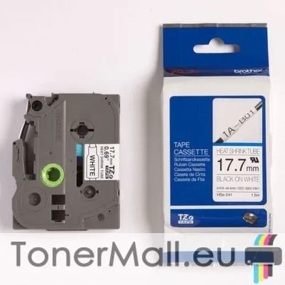 Brother Термо-шлаух лента Brother HSE-241, 17.7mm, Black on White Heat Shrink Tube