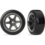 Traxxas колело 1.9", графитено сив диск, гума дрифт твърда предна (2)