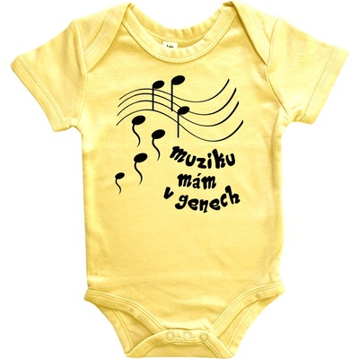 Hobbytriko Body dětské Muziku mám v genech Žlutá Krátký rukáv