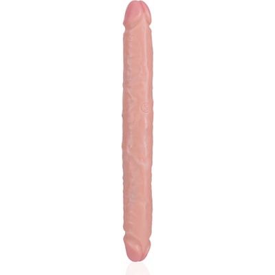 Shots RealRock 12" Straight Slim Double Dildo Flesh oboustranné realistické tělové dildo 30 x 3,8 cm