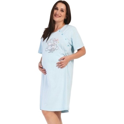 Макси нощница за кърмене в светлосиньо с кравички