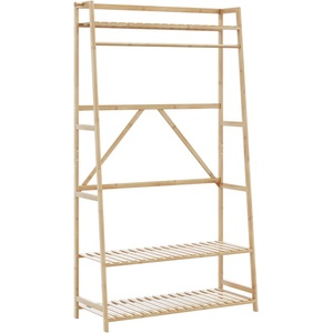 vidaXL Закачалка за дрехи с рафтове 110x40x180 см, бамбук (4008925)